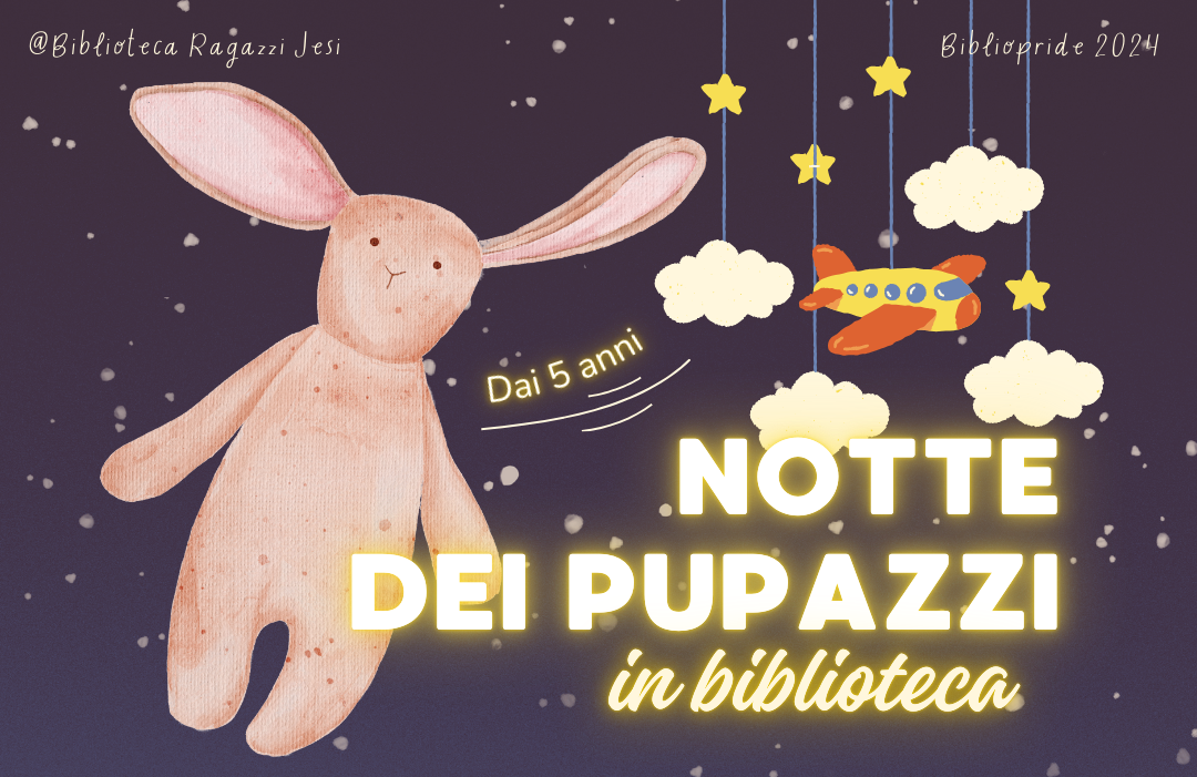 Locandina notte dei pupazzi in biblioteca