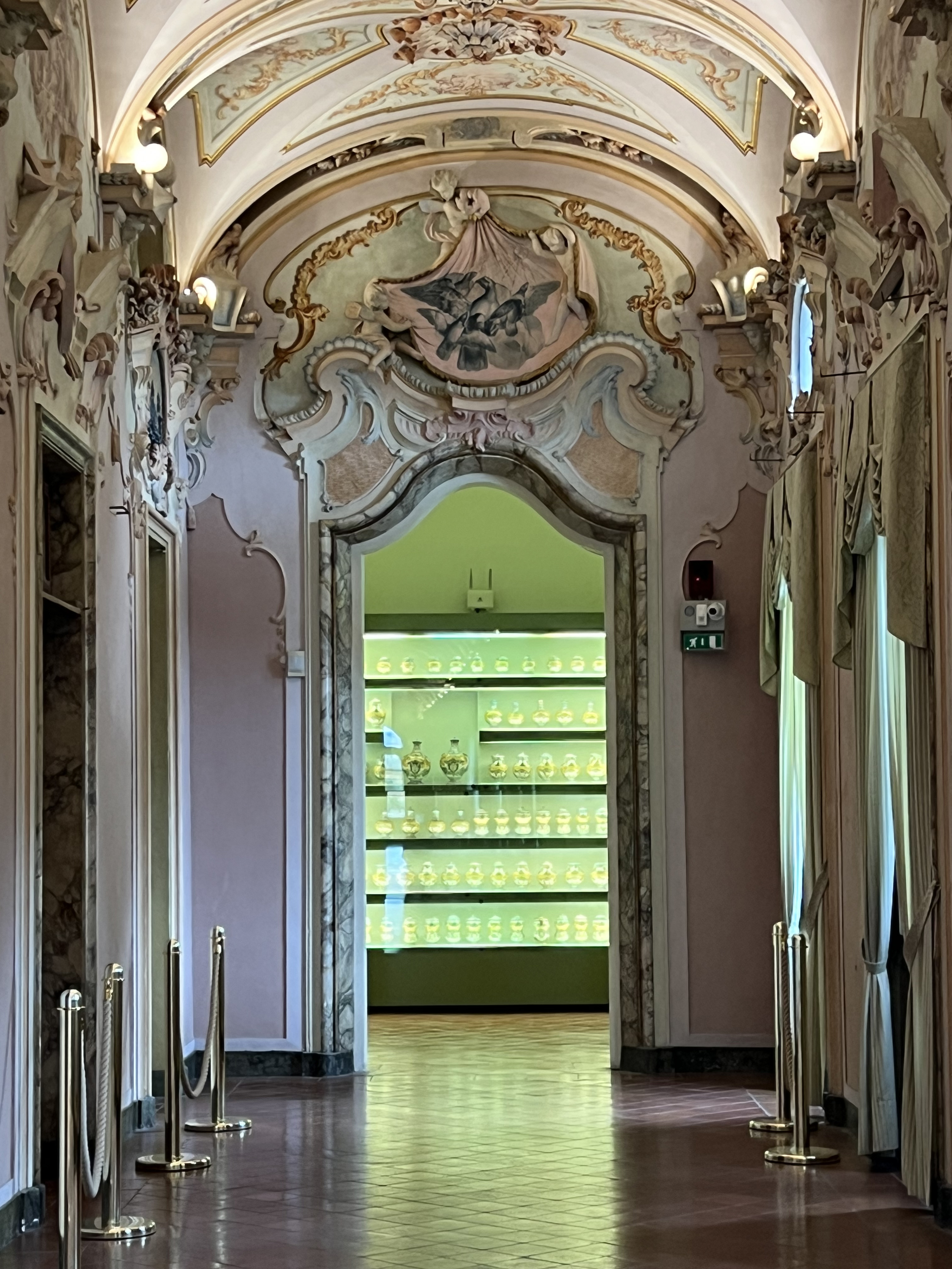 Galleria rococò di Palazzo Pianetti e teca dei vasi di farmacia