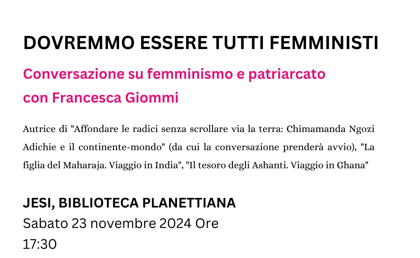 Titolo evento con Francesca Giommi